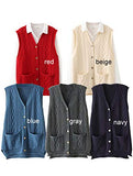 Women's V Neck Jumpers Winter Sweater Sleeveless Vest Cardigan with Pockets | Women's Cardigan