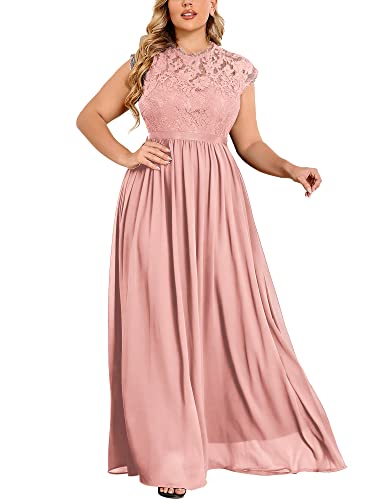 Women's Formal Floral Lace Plus Size Bridesmaid Party Maxi Dress