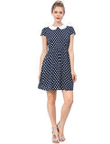 Women's Peter Pan Collar Above Knee Contrast Polka Dots Dress