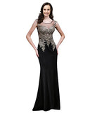 Gold Lace Mermaid Long Sheer Illusion Prom Evening Dresses