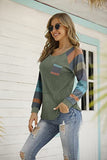 Womens Long Sleeve Tunic Tops Crew Neck Color Block Patchwork Casual T-Shirts | Original Brand | Women's Tops and Blouses
