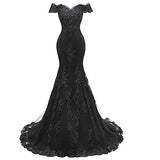 Women's Off Lace Mermaid Prom Dress Long Evening Party Gowns