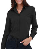 Gemolly Women's Basic Button Down Shirts Long Sleeve Plus Size Simple Stretch Formal Casual Shirt Blouse