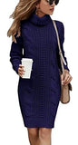 Langwyqu Women Turtleneck Cable Knit Sweater Dress Oversized Sweater Dresses Jumper | Women's Casual Dresses