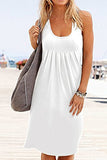 Women Casual Loose Tank Dresses Sleeveless Beach Vacation Dress Swing Pleated U Neck Fashion Soft