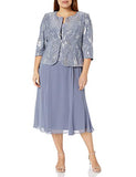 Evenings Women's Plus Size Tea Length Button-Front Jacket Dress | Women's Formal Dresses