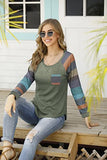 Womens Long Sleeve Tunic Tops Crew Neck Color Block Patchwork Casual T-Shirts | Original Brand | Women's Tops and Blouses