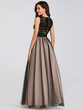 Women's A-line See-Through Floral Lace Floor-Length Evening Dress  - Sara Clothes