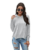Dyexces Women's Hoodie Sweater Long Sleeve Knit Pullover Drawstring Hem Slit Casual Out Knit Pullover Tops | Women's Casual Dresses