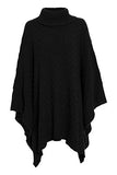 Womens Ladies Grid Knitted Wrap Polo Cowl Turtle Neck Poncho Jumper Cape Shawls | Original Brand | Women's Cardigan