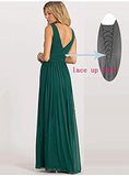 COEYOUES Women's Chiffon V Neck Bridesmaid Dresses Long A-Line Slit Formal Evening Party Gowns