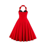 Womens 1950s Retro Rockabilly Princess Cosplay Dress Floral Halter Audrey Hepburn 50's 60's Party Costume Gown