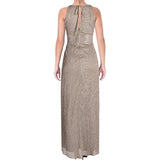 Women's Metallic Halterneck Gown With Thigh Split | Women's Formal Dresses