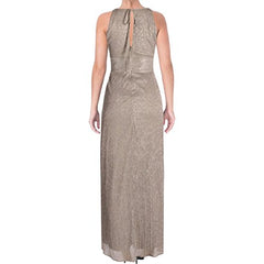 Women's Metallic Halterneck Gown With Thigh Split