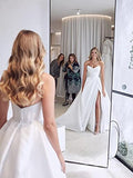 Strapless Satin Prom Dress Ball Gown for Wedding 2022 Long Formal Party Evening Gowns with Slit | Original Brand | Women's Formal Dresses