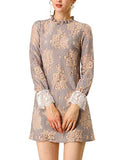 Women's Ruffle Crew Neck Formal Mini Floral Lace Dress | Women's Cocktail Dresses