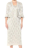 Women's Two Piece Lace Long Jacket Dress Missy