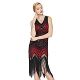 Metme Women's Flapper Dress 1920s V Neck Beaded Fringed Gatsby Theme Roaring 20s Dress for Prom