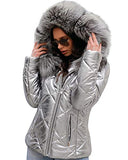 Women's Fashion Top Coat Parka Down High Waist Slim Faux Fur Hooded Coat