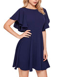 Navy Women's Stretchy A Line Swing Flared Skater Cocktail Party Dress - Romwe | Women's Cocktail Dresses