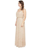 Women's Petite Fully Beaded Blouson Gown with Spaghetti Straps Cocktail Dress