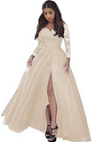 Last Bridal Women Lace s Long Sleeves Prom Dress High Slit Evening Gowns Lb0076