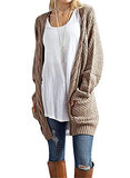 Women's Long Cardigans Chunky Knit Boyfriend Jumpers Cardigan with Pockets Ladies Loose Long Sleeve Knitwear