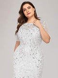 Women's Plus Size Embroidery Mermaid Evening Party Maxi Dress 7707pz | Women's Lace Dresses