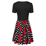 Rose Polka Dots Printed Slip Dress for Women + Ladies Knotted V-Neck Crop Top UK:6-14 | Original Brand | Women's Work Dresses