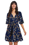 Women's Boho Button Up Split Floral Print Flowy Party Dress | Women's Formal Dresses