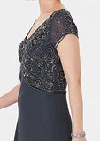 Women's Cap V-Neck Beaded Dress