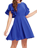Royal Blue Women's Stretchy A Line Swing Flared Skater Cocktail Party Dress - Romwe | Women's Cocktail Dresses