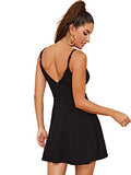 Women's V Neck Adjustable Spaghetti Straps Sleeveless Sexy Backless Dress