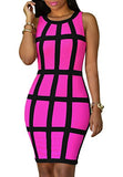 Women's Dress Clubing Dress Cocktail Dress Neon Color Tartan Sleeve Bodycon Dress Knee Length Dress