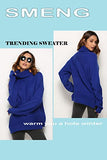 Women's Jumpers Loose Turtleneck Sweater Long Sleeve Roll Neck Colour Block Knitwear