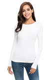 Women Long Sleeve Crew Neck/Scoop Neck Rayon Slim Fit Stretchy Layer T Shirts Tops | Women's Tops and Blouses