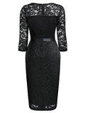 Women's Retro Floral Lace V Neck Bow Design Slim Party Dress | Women's Cocktail Dresses