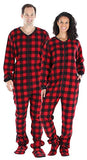 SleepytimePjs Adult Fleece Solid Color and Buffalo Plaid Footed Onesie Pajama | Women's Sweaters