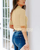 LIYOHON Womens Tops Dressy Casual Fall Cute Tops Mock Turtleneck Business White T Shirts Apricot-M | Women's Casual Dresses