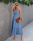Women's Beach Crochet Lace Maxi Dress Solid Color Summer Spaghetti Strap Long Dress | Women's Casual Dresses