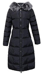 chouyatou Women's Winter Windproof Padded Long Down Alternative Coat Faux Fur Hood | Women's Coat & Jacket