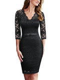 Women's Retro Floral Lace V Neck Bow Design Slim Party Dress | Women's Cocktail Dresses