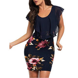 Sexy Womens Sleeveless Floral Printed Bodycon Holiday Party Short Mini Dress | Original Brand | Women's Work Dresses
