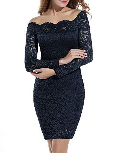 Women Off Shoulder Floral Lace Party Dress