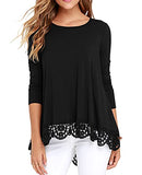Women's Tops Short Sleeve//Long Sleeve Lace Trim O-Neck A Line Tunic Blouse | Women's Tops and Blouses