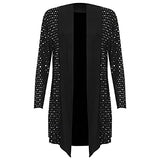 Womens Plus Size Shiny Sequin Polka Dot Waterfall Cardigan Ladies Open Drape Long Sleeve Top