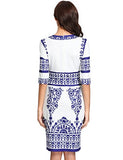 Women's Porcelain Print Work Sheath Business Pencil Dress | Women's Work Dresses