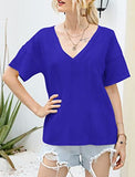 Women's V Neck T Shirts Summer Casual Loose Fit Short Sleeve Tee Tops | Original Brand | Women's Tops and Blouses