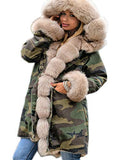 Roiii Women Thicken Warm Winter Coat Hood Down Parka Faux Fur Outdoor Overcoat Long Jacket Outwear