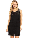 Women's 1920s Flapper Dress Solid Color Fringed Sequin Gatsby Tassel Dance Cocktail Mini Dresses | Original Brand | Women's Cocktail Dresses